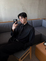 Long Sleeve Collared Padded Shoulder Shirt 4