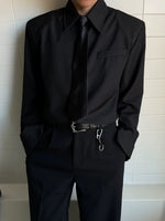 6185518470312,6185518470313,6185518470314, Long Sleeve Collared Padded Shoulder Shirt