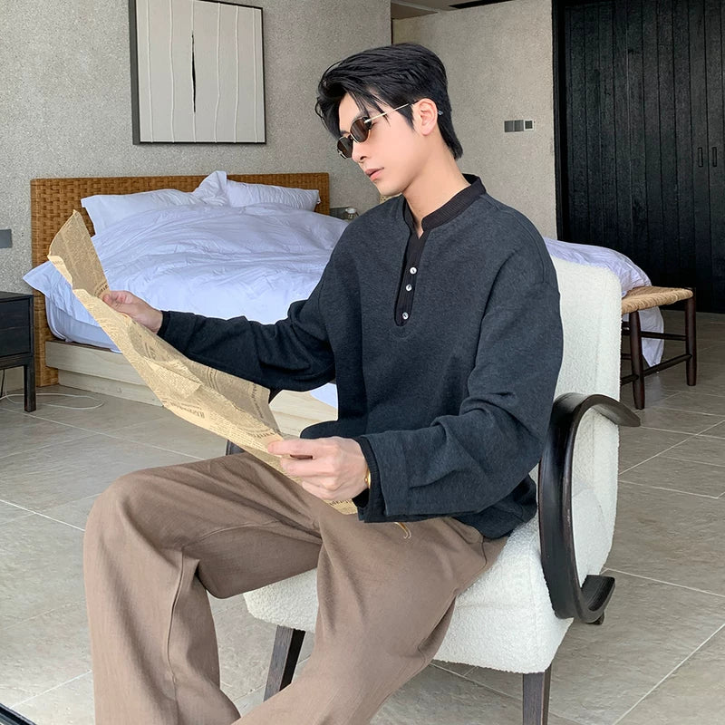 6208013110048,6208013110049,6208013110050,6208013110051, Long Sleeve Faux Two-Piece T-Shirt