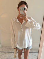 Long-Sleeve Henley Knit T-Shirt Top 4