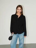 Long-Sleeve Henley Knit T-Shirt Top 5