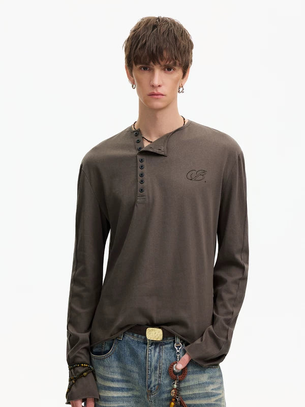 Long Sleeve Henley T-Shirt Slim Fit 2