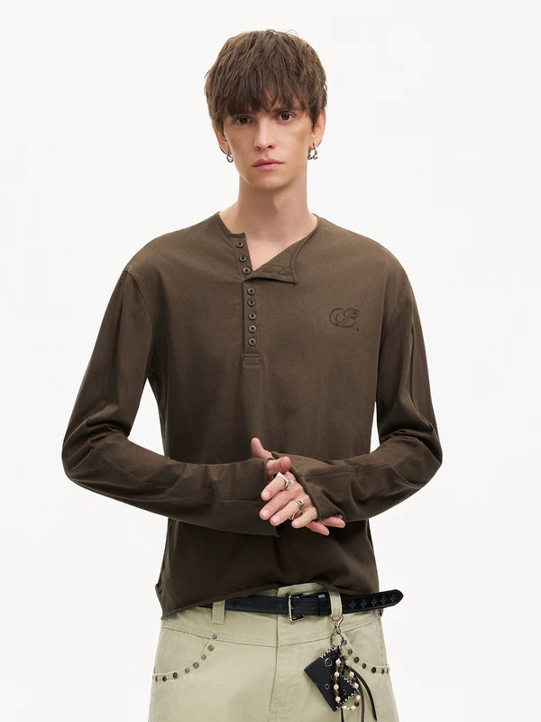 Long Sleeve Henley T-Shirt Slim Fit 3
