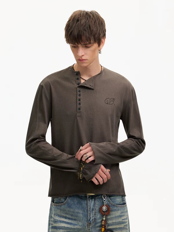 Long Sleeve Henley T-Shirt Slim Fit 4