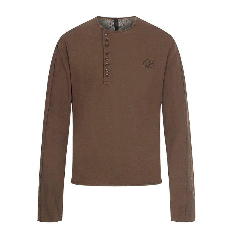 6026893436545,6026893436546,6026893436547,6026893436548, Long Sleeve Henley T-Shirt Slim Fit