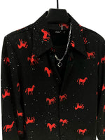 Long Sleeve Horse Print Button-Up Shirt 4