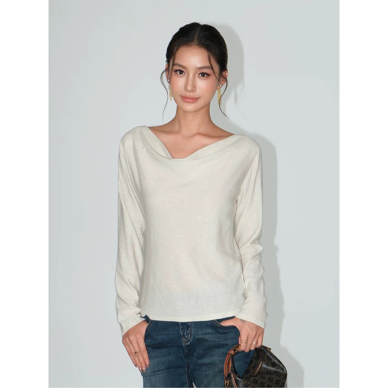 Long-Sleeve Knit Top with Bow Neck 4
