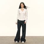 Long Sleeve V-Neck Scarf Detail Top 5