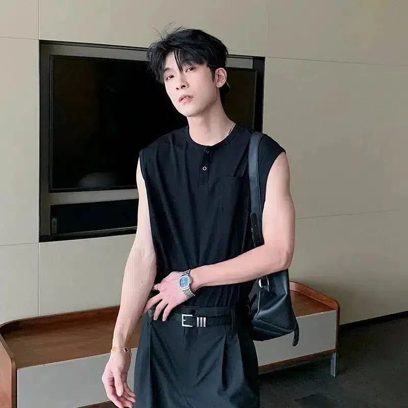 loose Fit Tank Top with Pocket