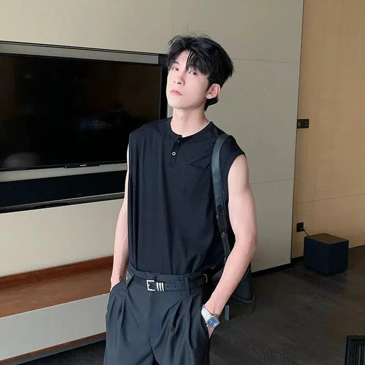 loose Fit Tank Top with Pocket