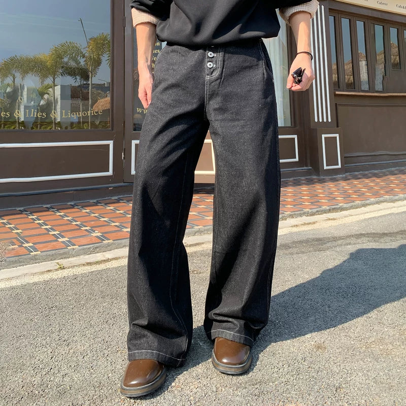 6183593322311,6183593322312,6183593322313,6183593322314, Loose Fit Straight Leg Denim Pants
