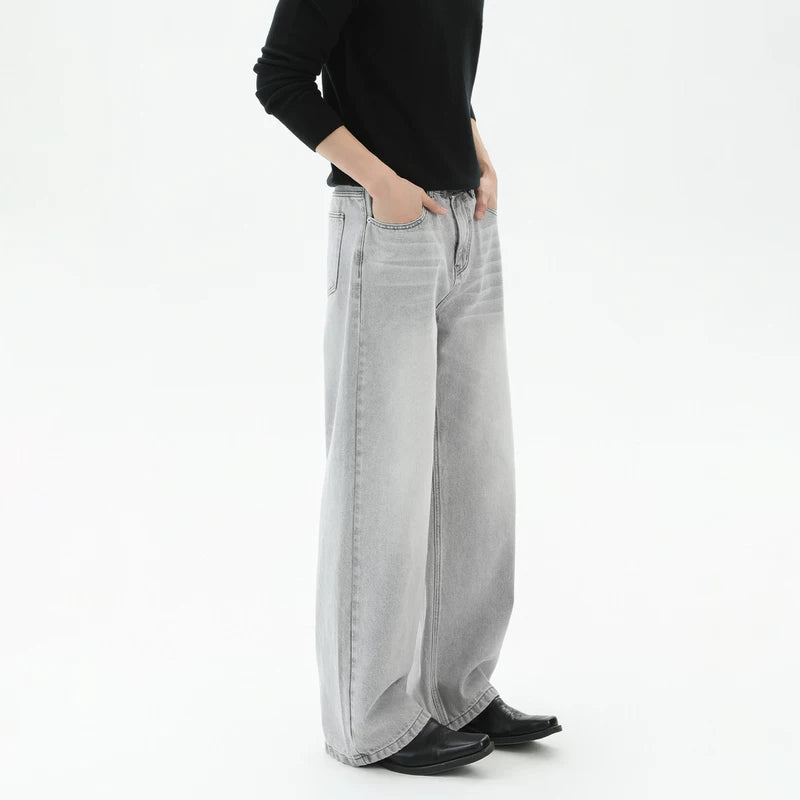 Loose Fit Washed Wide Leg Jeans Pants 2