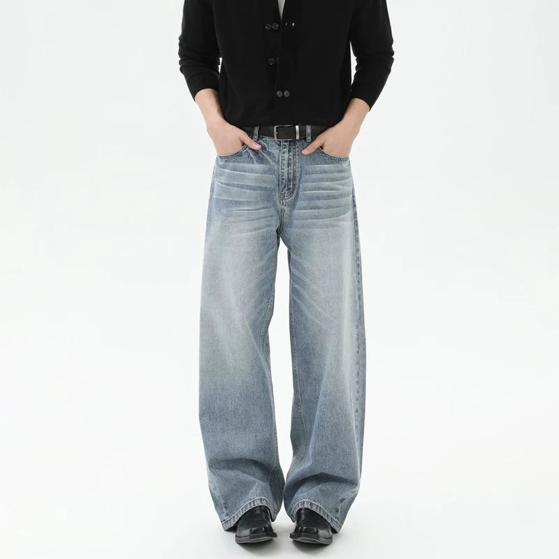 Loose Fit Washed Wide Leg Jeans Pants 3