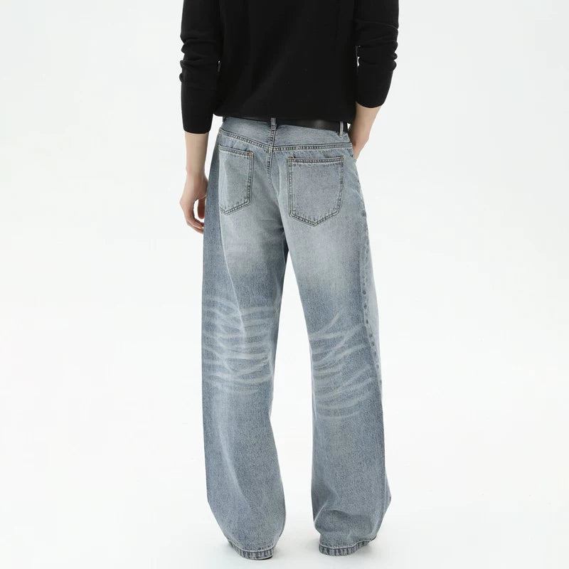 Loose Fit Washed Wide Leg Jeans Pants 4