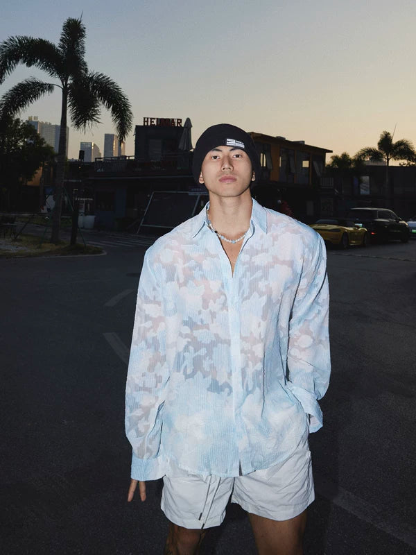 Loose Long-Sleeve Patterned Casual Shirt 1