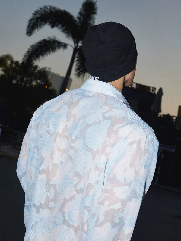 Loose Long-Sleeve Patterned Casual Shirt 5