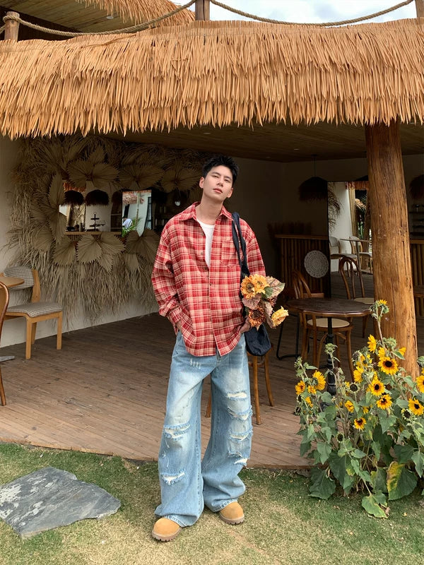 Loose Plaid Long Sleeve Casual Shirt 2