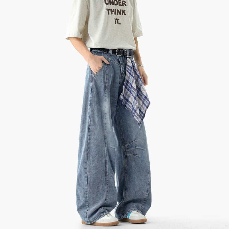 Loose Wide-Leg Floor-Length Jeans Pants 3