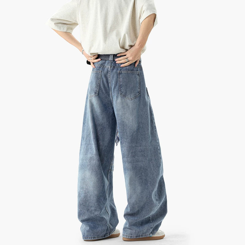 Loose Wide-Leg Floor-Length Jeans Pants 4