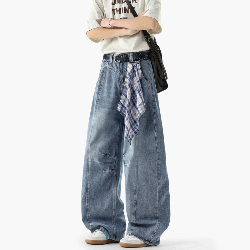 Loose Wide-Leg Floor-Length Jeans Pants 5