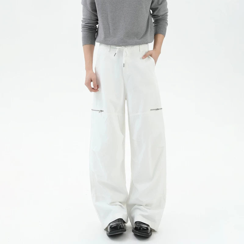 Loose Zipper Patchwork Straight Leg Pants 2