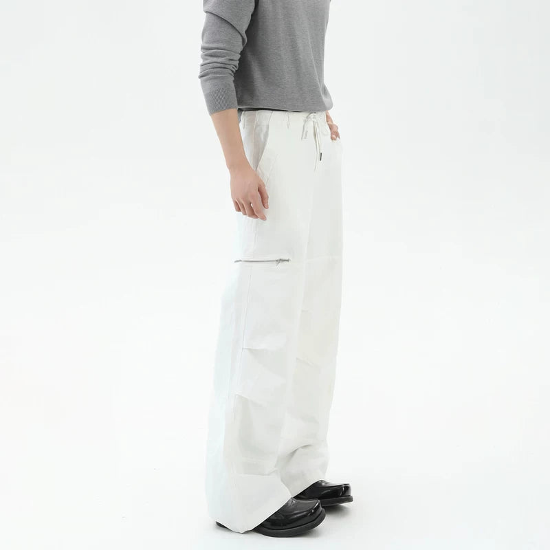 Loose Zipper Patchwork Straight Leg Pants 4