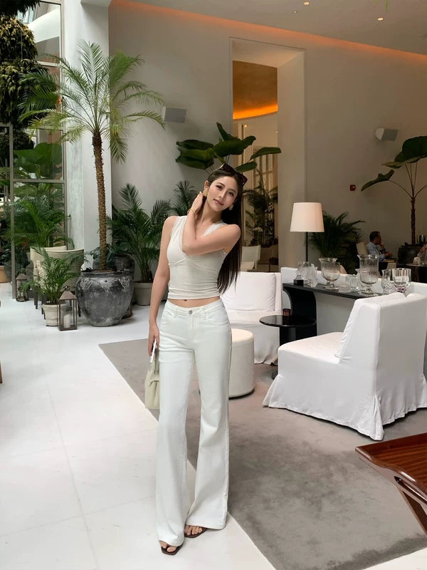 Low-Rise Stretch Slim Flared Pants 3