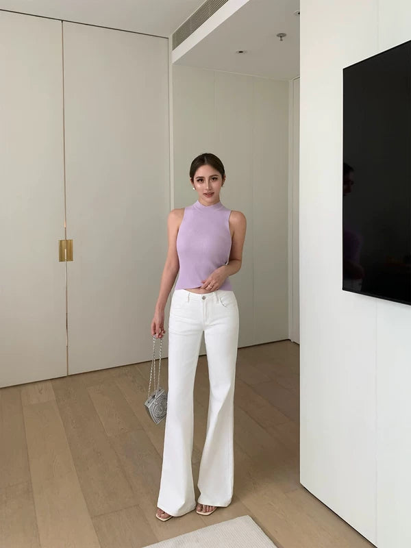 Low-Rise Stretch Slim Flared Pants 4