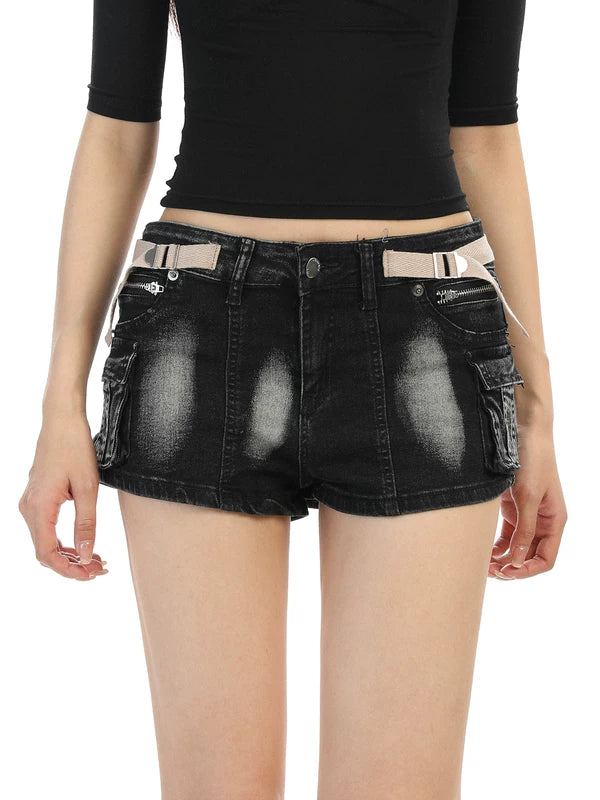 ,6186354139567,6186354139568,6186354139569,6022256113289, Low Rise Utility Pocket Denim Shorts