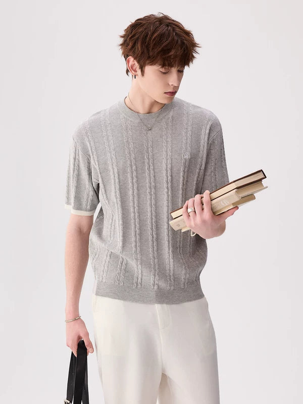 Lyocell Linen Blend Cable Knit Sweater 1