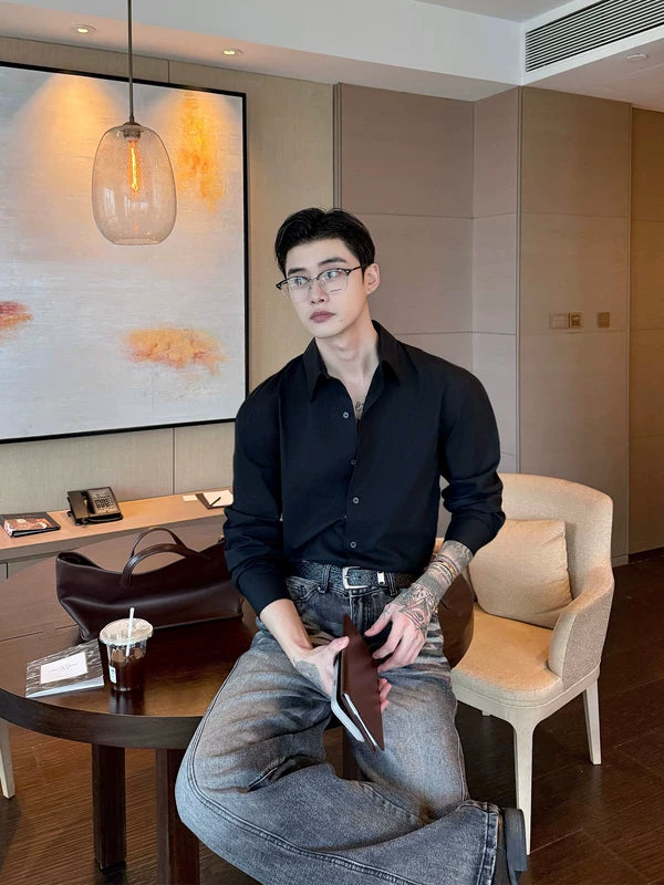 Lyocell Long-Sleeve Fitted Dress Shirt 4