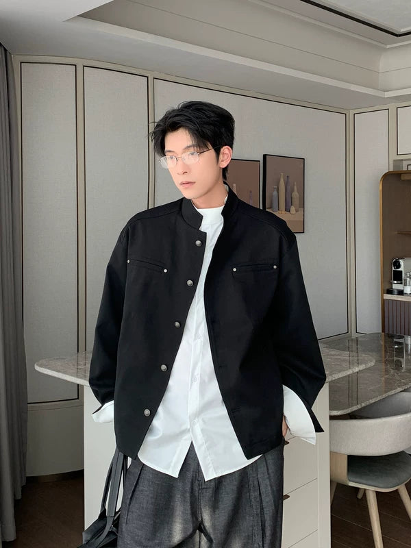 Lyocell Stand Collar Loose Fit Jacket 2