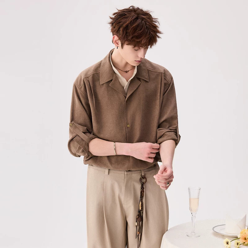 6202214510452,6202214510453,6202214510454,6202214510455, Matte Faux Two-Piece Suit Collar Shirt