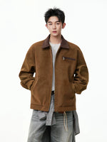 Matte PU Leather Colorblock Zip Jacket 4