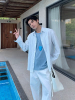 Men’s Long-Sleeve Pleated Casual Shirt 4