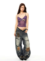 Mesh Camisole Tank Top with Bow 4