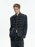 Military-Inspired Short Jacket with Metal Buttons 2