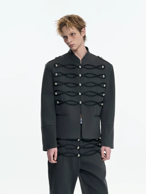 Military-Inspired Short Jacket with Metal Buttons 4