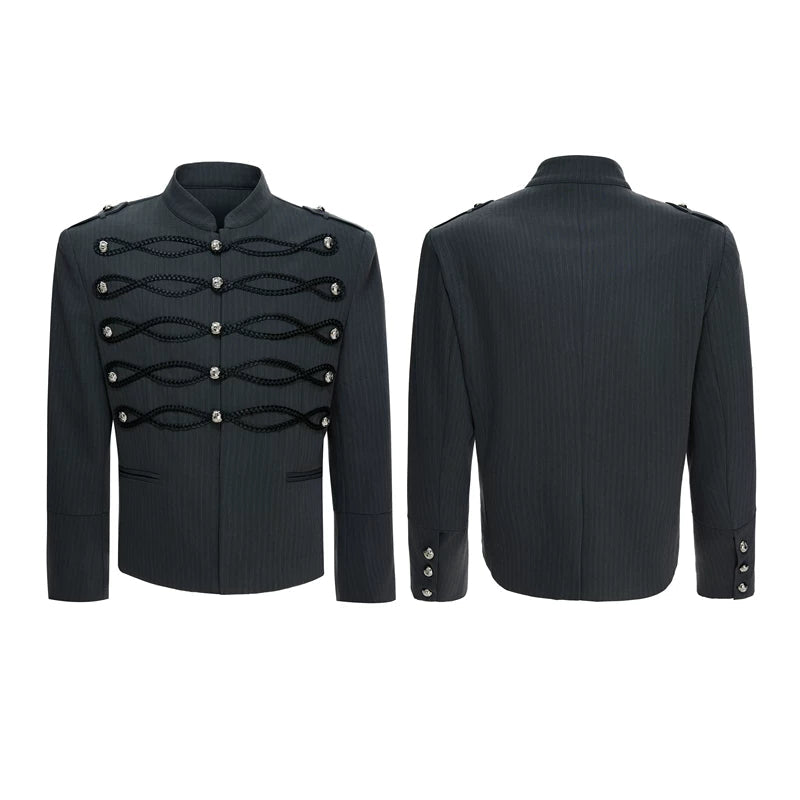 6200253567572,6200253567573,6200253567574,6200253567575, Military-Inspired Short Jacket with Metal Buttons