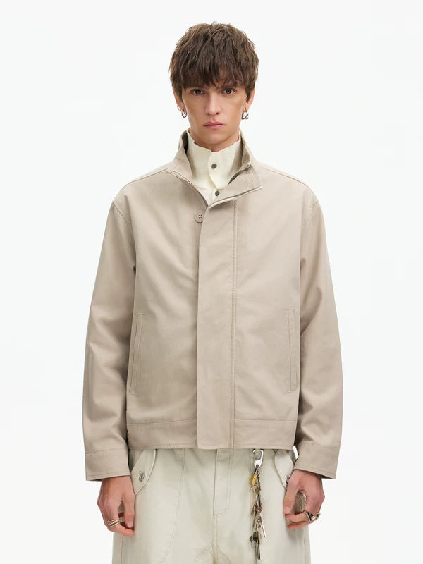 Military Style Stand Collar Work Jacket 2