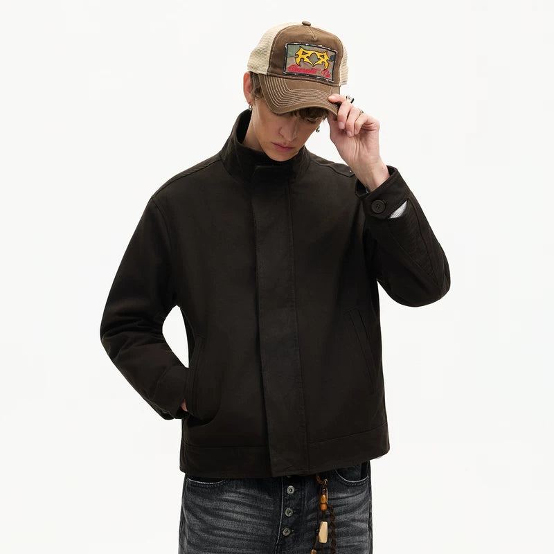 6192112027562,6192112027563,6192112027564,6192112027565, Military Style Stand Collar Work Jacket