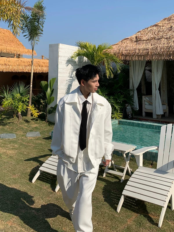 Minimalist Casual Collared Jacket and Pants Set 2