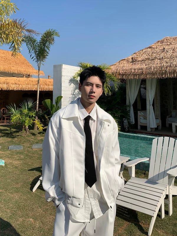 Minimalist Casual Collared Jacket and Pants Set 5