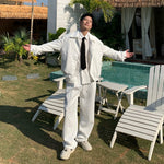 6017567188941,6017567188942,6017567188943,6017567188944, Minimalist Casual Collared Jacket and Pants Set