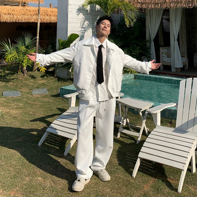 6017567188941,6017567188942,6017567188943,6017567188944, Minimalist Casual Collared Jacket and Pants Set