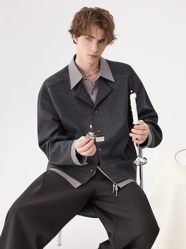 Minimalist Faux Two-Piece Knit Shirt 2