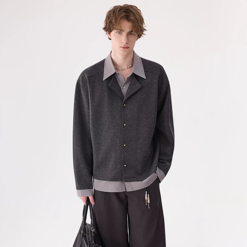 6042737064290,6042737064291,6042737064292,6042737064293, Minimalist Faux Two-Piece Knit Shirt