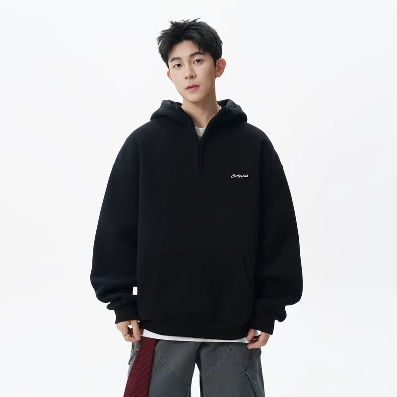 6190129346979,6190129346980,6190129346981,6190129346982, Minimalist Half-Zip Hooded Sweatshirt