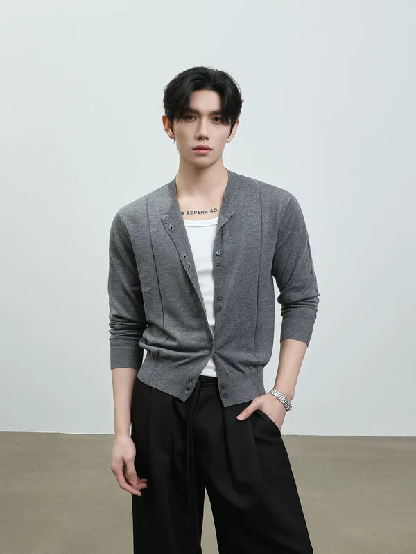 Minimalist Knit Button Front Cardigan Sweater 2