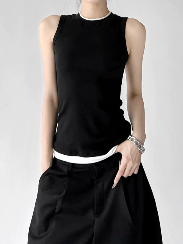 Minimalist Slim-Fit Faux Two-Piece Tank 2